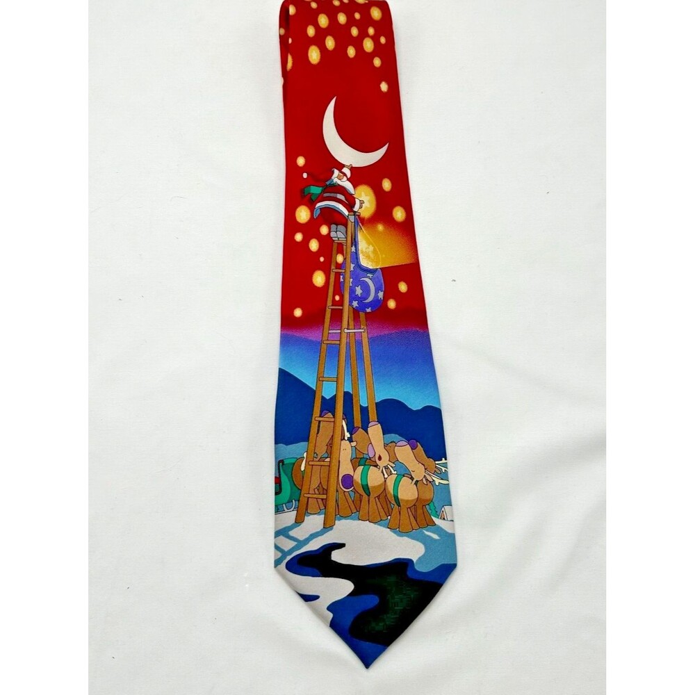 VINTAGE Kersten Brothers Jolly Ol’ Neckties- Santa & Reindeer Silk Christmas Tie